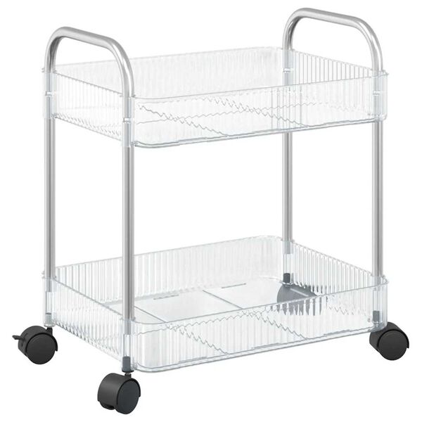 vidaXL Storage Trolley 2-Tier Transparent 37x28x43.5 cm Acrylic
