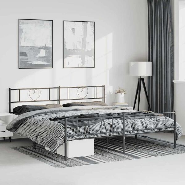 vidaXL Metal Bed Frame without Mattress with Footboard Black 183x213cm