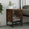 vidaXL Bedside Cabinet with Glass Door Smoked Oak 35x37x50 cm