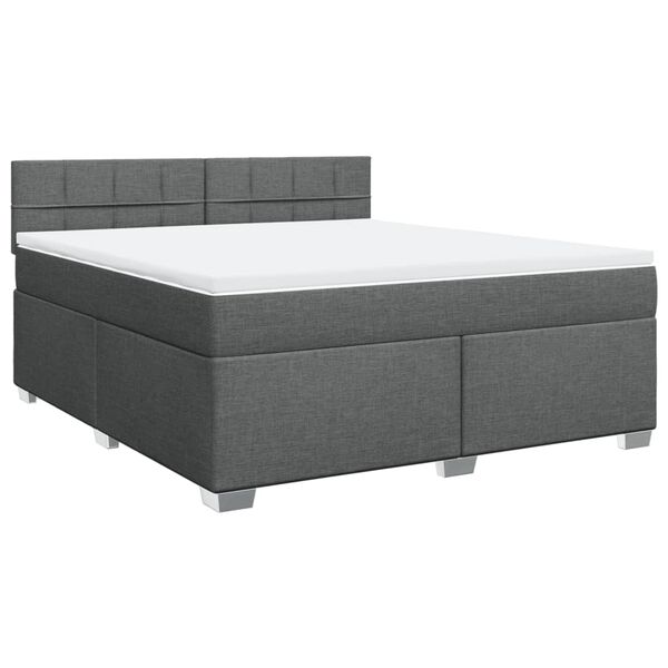 vidaXL Box Spring Bed with Mattress Dark Grey 180x200 cm Fabric