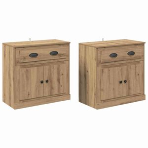 vidaXL Sideboards with Drawer 2 pcs Artisan Oak 70 x 35.5 x 67.5 cm