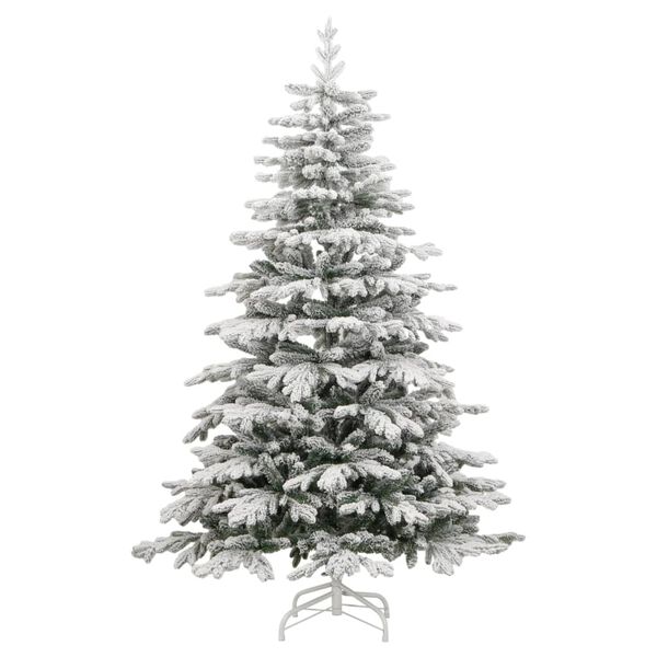 vidaXL Artificial Hinged Christmas Tree with Flocked Snow 210 cm