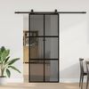 vidaXL Sliding Door with Hardware Set Black 90x205 cm Tempered Glass