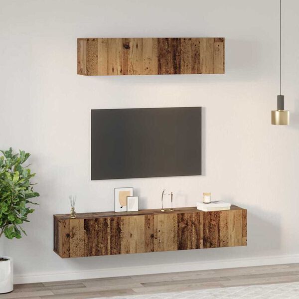 vidaXL TV Cabinet Set Wall-mounted 4 pcs Old Wood Engineered Wood