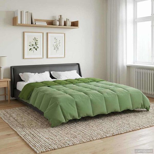 vidaXL Full Year Duvet Quilted Green 220 x 240 cm Microfiber