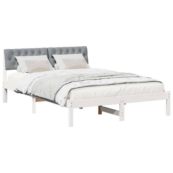 vidaXL Bed frame White and light grey 120 x 190 cm Solid pine wood