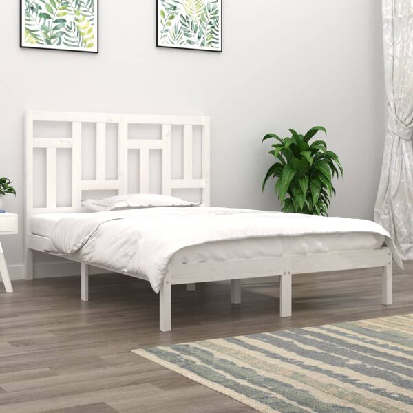 vidaXL Bed Frame without Mattress White 140x190 cm Solid Wood Pine