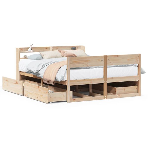 vidaXL Bed Frame without Mattress 135x190 cm Double Solid Wood Pine