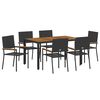 vidaXL Garden Dining Set 7 pcs Black Poly Rattan