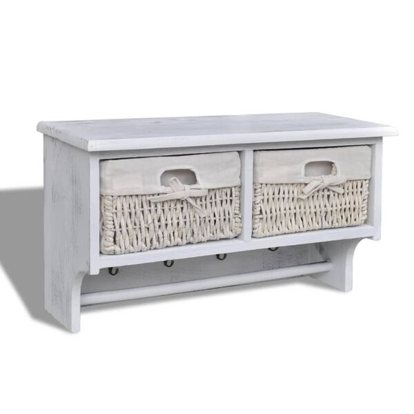 vidaXL Wall Shelf White 60x23.5x33 cm Paulownia Wood