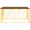 vidaXL Coffee Table Gold Stainless Steel and Solid Wood Reclaimed