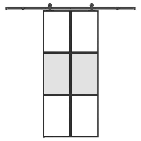 vidaXL Sliding Door with Hardware Set 90x205 cm Tempered Glass&Aluminium