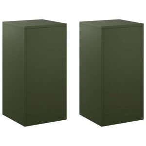 vidaXL Plant Stand 2 pcs Olive Green 30 x 30 x 60 cm Steel