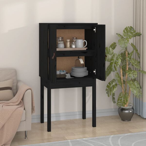 vidaXL Highboard Black 60x40x120 cm Solid Wood Pine