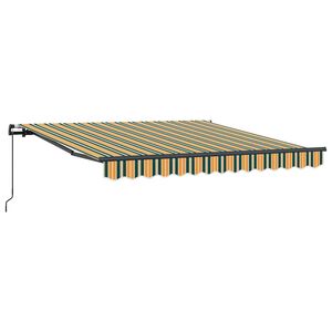 vidaXL Retractable Awning Manual Green and yellow 350 x 250 cm