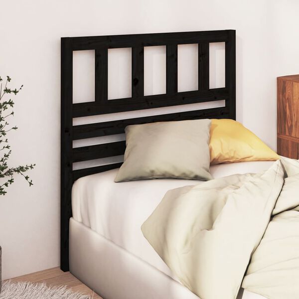vidaXL Bed Headboard Black 81x4x100 cm Solid Wood Pine