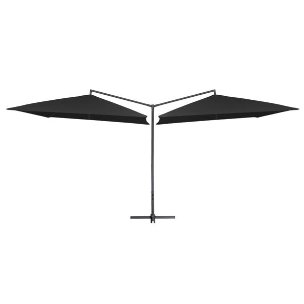 vidaXL Double Parasol with Steel Pole 250x250 cm Black