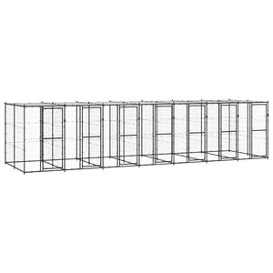 vidaXL Outdoor Dog Kennel Steel with Roof 16.94 m&sup2;