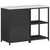vidaXL Kitchen Storage Set with Shelf 2 pcs Black Cold-rolled Steel