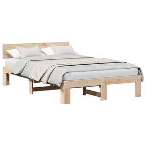 vidaXL Bed Frame with Headboard Natural 120 x 200 cm Solid Pine Wood
