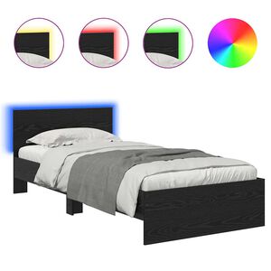 vidaXL Bed Frame with Headboard Black Oak 90 x 200 cm Engineered Wood