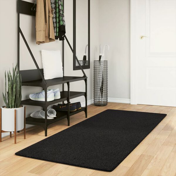 vidaXL Rug HUARTE Short Pile Soft and Washable Black 80x200 cm
