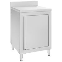vidaXL Commercial Work Table with Cabinet 60x60x96 cm Stainless Steel