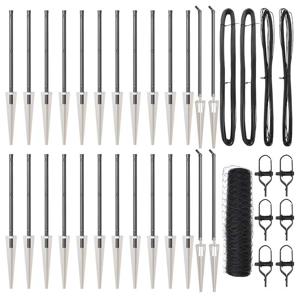 vidaXL Fence Post Grey 50 x 0.5 m (36 mm mesh) Steel and PVC