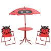 vidaXL 3 Piece Kids' Garden Bistro Set with Parasol Red