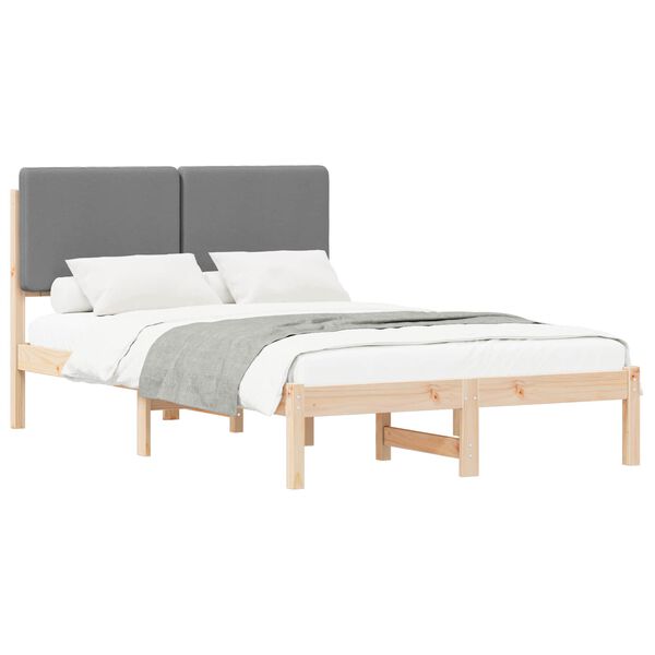 vidaXL Bed Frame with Upholstered Headboard Light Grey 120 x 190 cm