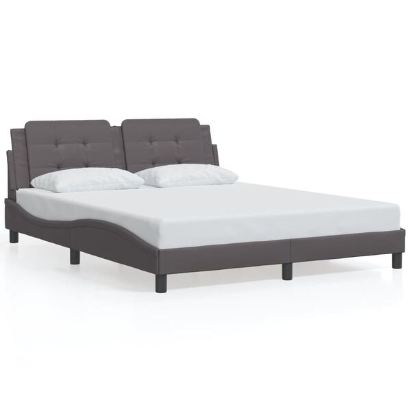 vidaXL Bed Frame without Mattress "Zadar" Grey 160x200 cm Faux Leather