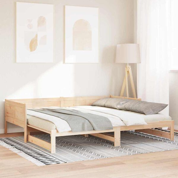 vidaXL Pull-out Day Bed Brown 203.5 x 184 x 56.5 cm Solid Pine Wood