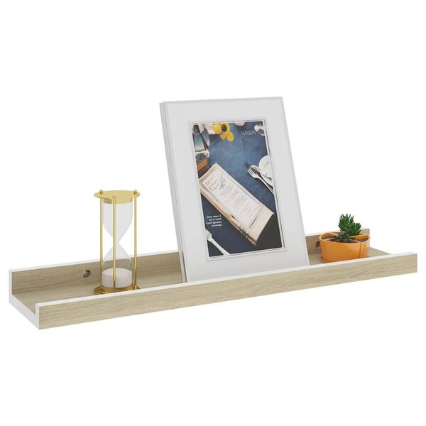 vidaXL Wall Shelves 2 pcs White and Sonoma Oak 40x9x3 cm