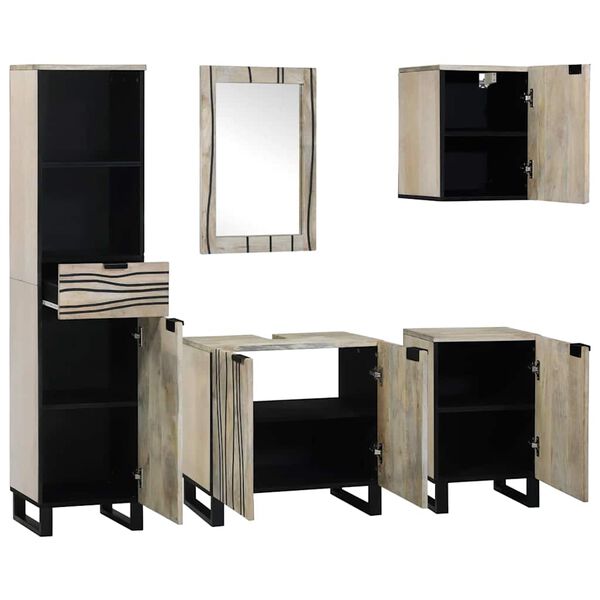 vidaXL Bathroom Furniture Set 5 pcs Walnut Brown Engineered Wood