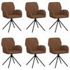 vidaXL Swivel Dining Chairs 6 pcs Faux Suede Leather Brown
