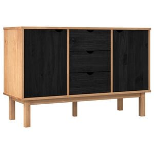vidaXL Sideboard OTTA Black 113.5 x 43 x 73 cm Solid Pine Wood
