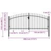 vidaXL Fence Gate Double Door with Spike Top Steel 299.5x174.5 cm Black