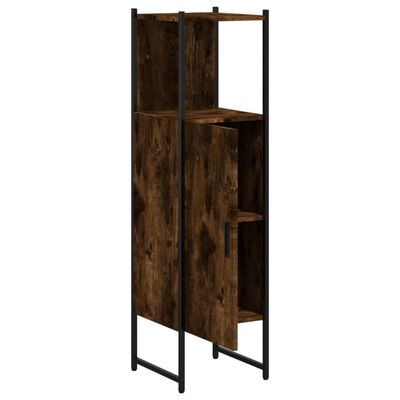 vidaXL Bathroom Cabinet Smoked Oak 33x33x120.5 cm Engineered Wood