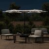 vidaXL Double-Head Garden Parasol with LEDs Sand White 316x145 cm