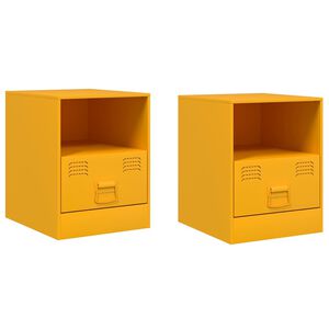 vidaXL Bedside Cabinets 2 pcs Mustard Yellow 34.5x39x44 cm Steel