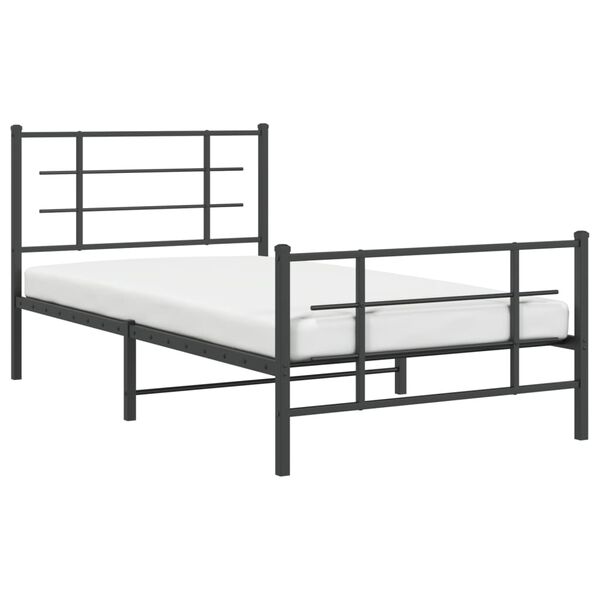 vidaXL Metal Bed Frame without Mattress with Footboard Black 100x190cm