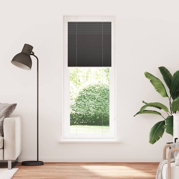 vidaXL Pleated Blind Black 80x200 cm Fabric Width 79.4 cm Polyester