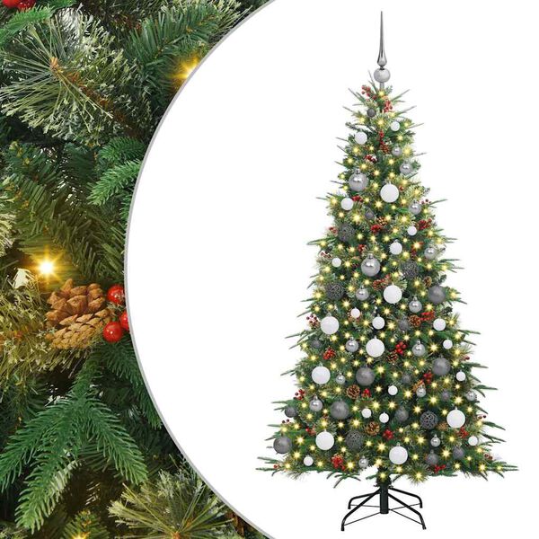 vidaXL Artificial Hinged Christmas Tree Green 180 cm PE and PVC