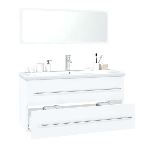 vidaXL Bathroom Furniture Set High Gloss White Engineered Wood