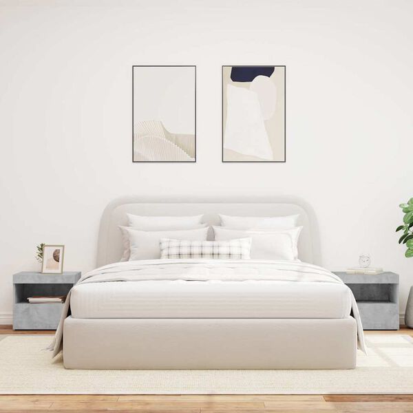 vidaXL Bedside Cabinets with LED Lights 2 pcs Concrete Grey 50x40x45 cm