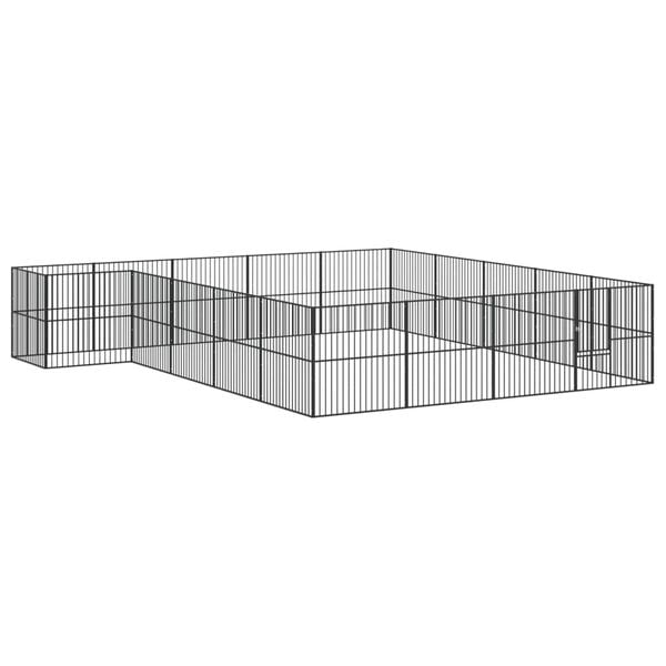 vidaXL Dog Playpen 20 Panels Black Galvanised Steel