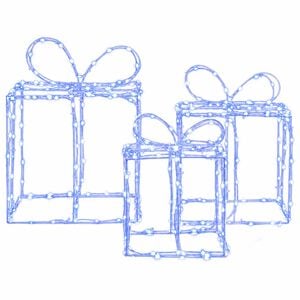 vidaXL Christmas Lighted Gift Boxes LOVIISA 3 pcs 360 LEDs Blue