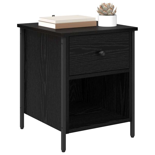 vidaXL Bedside Cabinet Black Oak 40 x 42 x 50 cm Engineered Wood