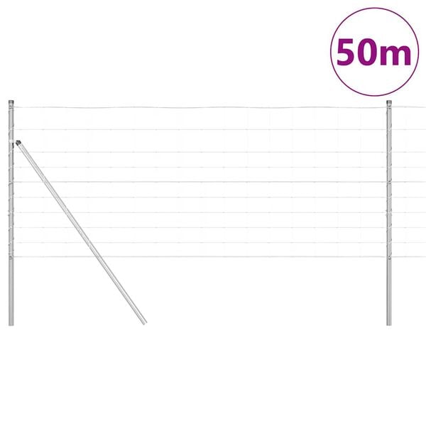 vidaXL Fence Post Galvanized 50 x 1 m Steel