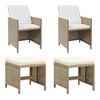 vidaXL Garden Chairs with Stools 2 pcs Poly Rattan Beige